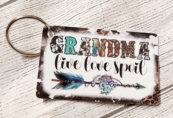grandma live, love, spoil keychain