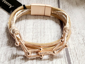 rose gold paperclip strands magnetic bracelet