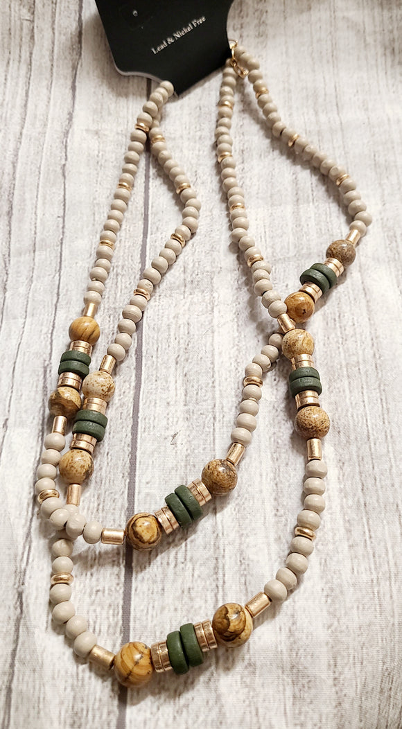 green earth stone 2 tier necklace