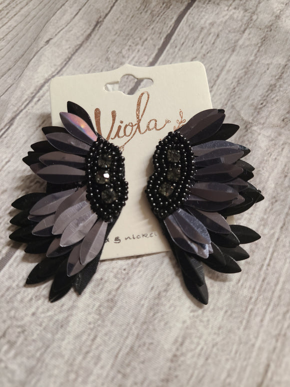 black wing earrings