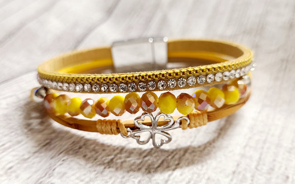 yellow clover magnetic bracelet