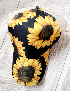 sunflower criss cross ponytail hat
