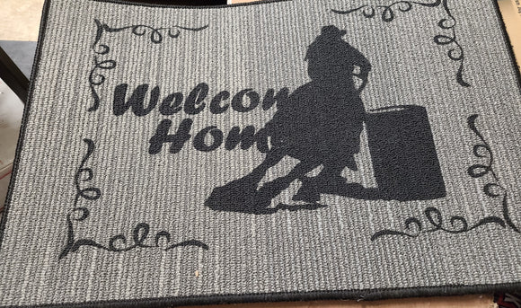 welcome home barrel racer mat