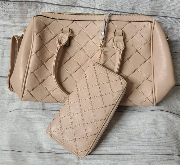 2 piece quilted vegan leather purse