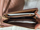 mauve quilted 2 piece vegan leather purse set