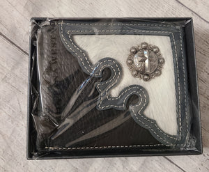 Montana West Cross Concho Genuine Leather Men's Western Wallet