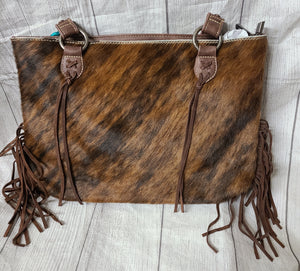 coffee- MWT121-H8317 Trinity Ranch Hair-On Cowhide Collection Concealed Carry Tote
