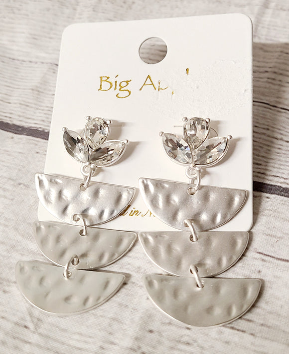 silver flower rhinestone earring