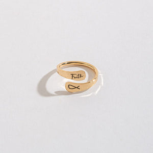 FAITH ENGRAVED ADJUSTABLE RING – GOLD