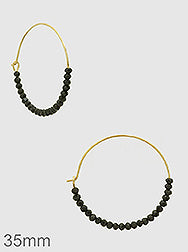 gold hoop with black beads earring