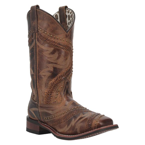 Laredo® Ladies Charli Square Toe Tan Pull On Western Boots 5893