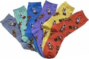 LADIES' "LILA" HORSE WITH SPECTACLES CREW SOCKS a836