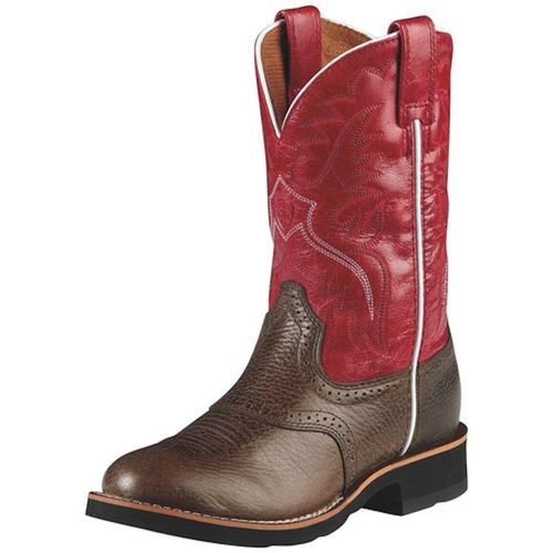 ARIAT 10008722 Heritage Crepe Kids Leather Washed Brown/Mega Red Western Boots