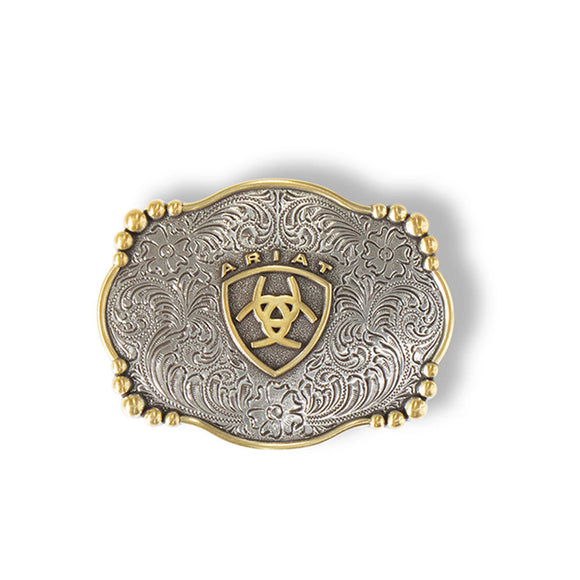 A37019 Ariat Rectangle Smooth Edge Floral Belt Buckle