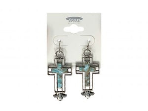 silver and turquoise cross earrings