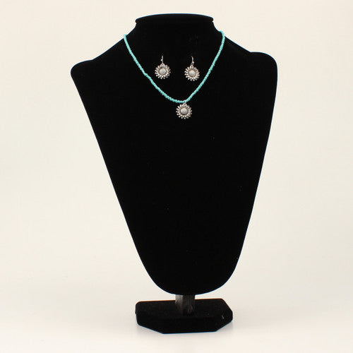 Turquoise Sunflower Necklace And Earring Set