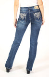 womens charme DRIPPING AZTEC DESIGN EMBELLISHED EASY BOOTCUT JEANS | CEB-71173  (inseam 32)
