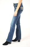 womens charme DRIPPING AZTEC DESIGN EMBELLISHED EASY BOOTCUT JEANS | CEB-71173  (inseam 32)
