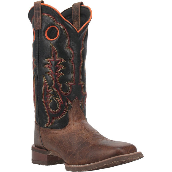 Laredo Brown/Black Isaac 13 inch Broad Square Toe Men's Western Boots 7960