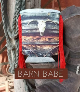 barn babe coozie with fringe