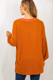 copper colored button front long sleeve