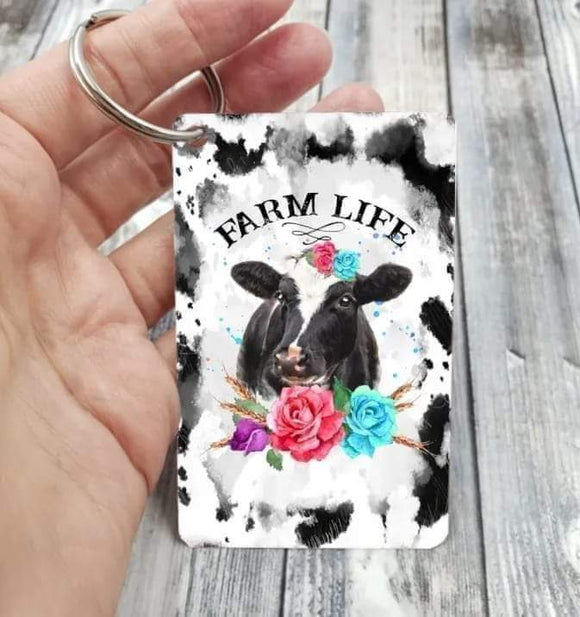 farm life cow keychain