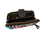 Copy of Genuine Leather 100% Wool Teal and red design Saddle Blanket Wallet.
