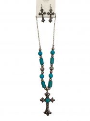 large turquoise stone cross necklace