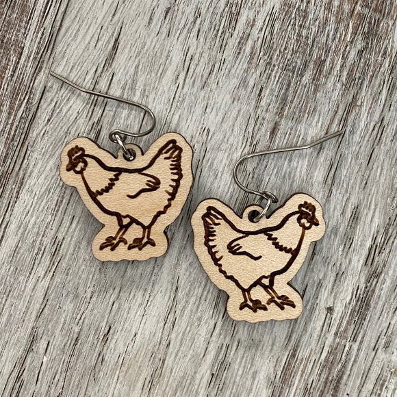 mini chicken earrings