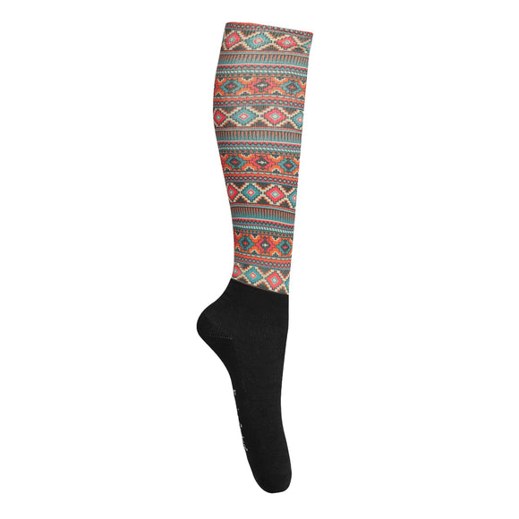 sunset aztec- EQUINE COUTURE PRINTED OVER-THE-CALF BOOT SOCKS- 58