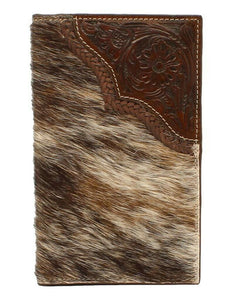 Nocona Men's Western Wallet Calf Hair Rodeo Floral Tool Brown Wallet - N500032002