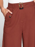 dark brown washed cotton wide leg pant