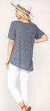 textured solid knit raw edge top
