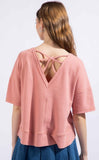 solid blush knit top with strappy back