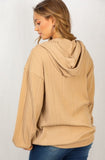 warm sand long sleeve hooded rib top