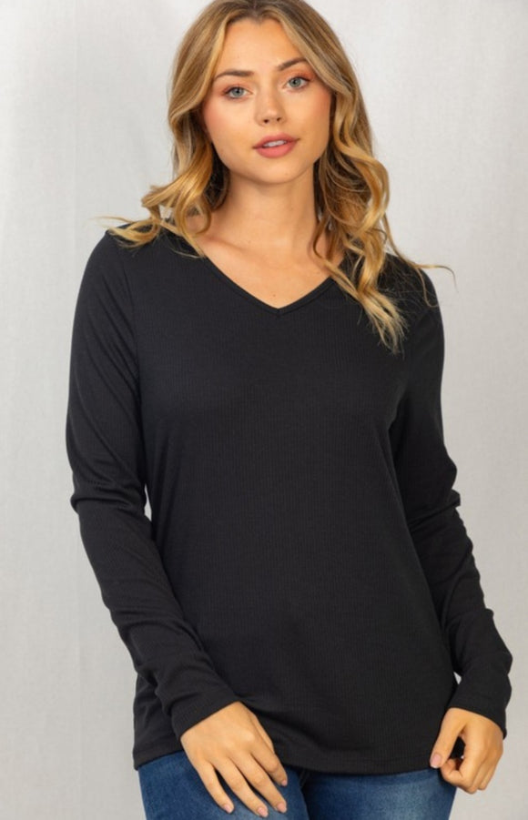 solid knit top with sexy tie back- black