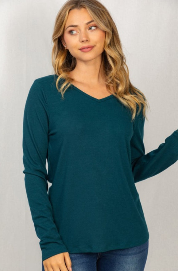 solid knit top with sexy tie back- teal