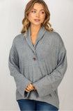 oversized knit sweater with front button