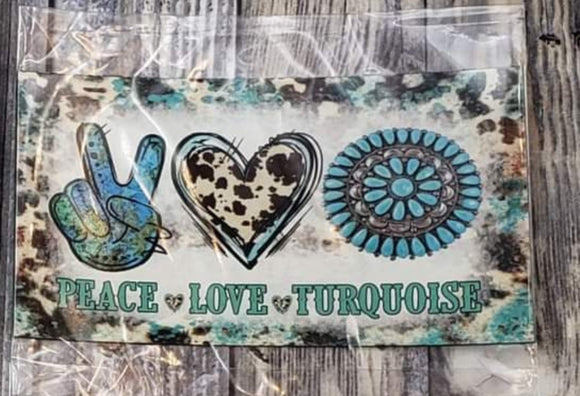 peace, love, turquoise magnet