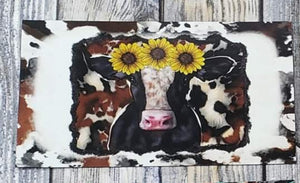 cow with sunflower headband magnet