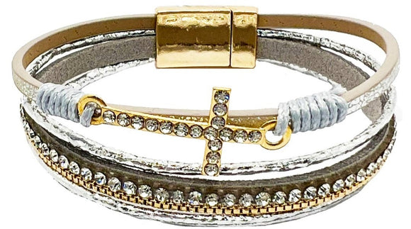 silver cross magnetic bracelet