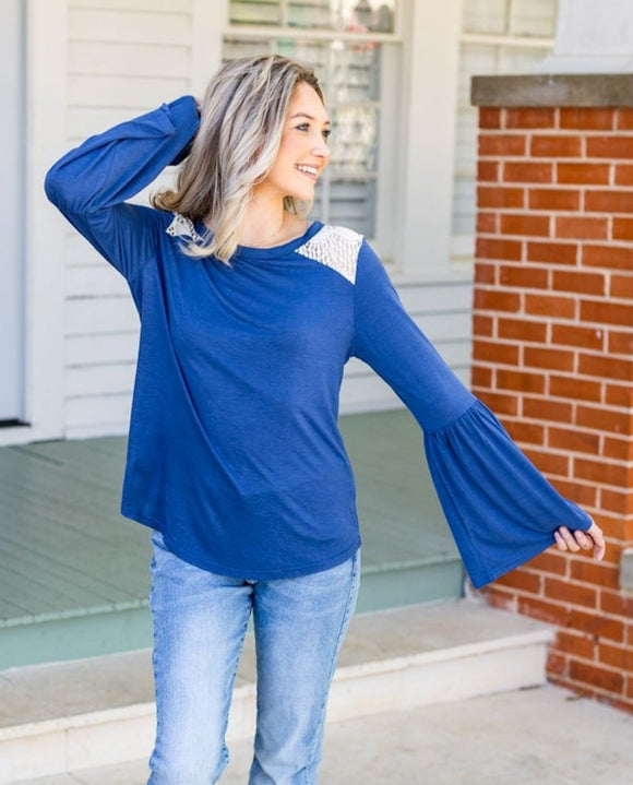 french blue long sleeve top
