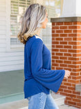 french blue long sleeve top