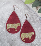 sparkle cow earrings