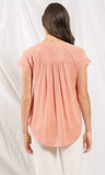 Rolled sleeve woven top- dusty peach
