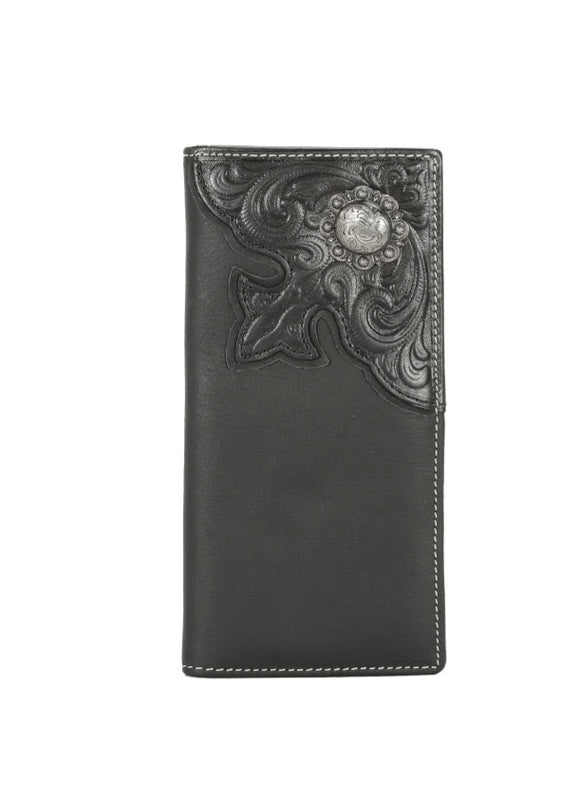 MWL-W009 Genuine Tooled Leather Collection Men's Wallet- black