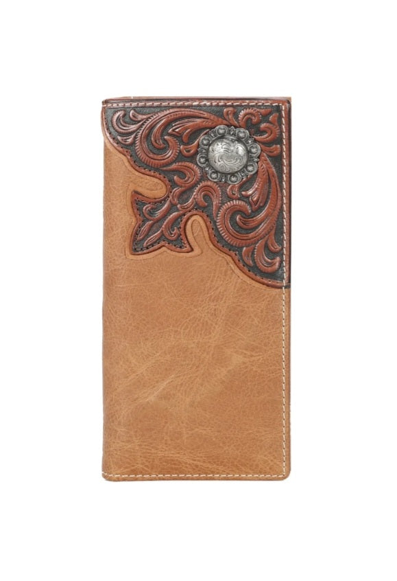 MWL-W009 Genuine Tooled Leather Collection Men's Wallet- brown