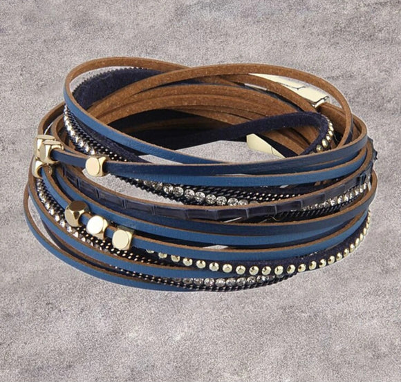 blue multi strand boot charm bracelet