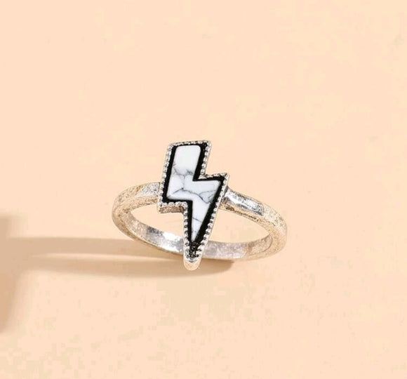 white lightning bolt ring