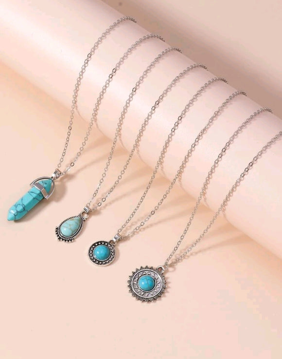different shaped turquoise necklaces